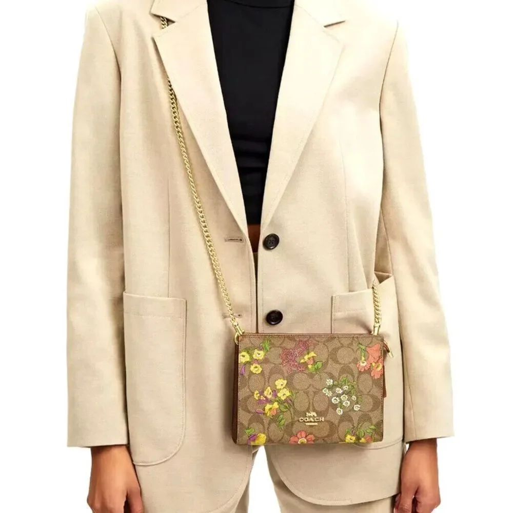 NWT COACH Slim Crossbody In Signature Canvas‎ With Floral Print